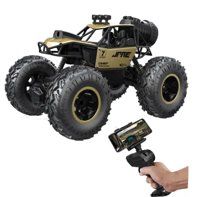 KK New 1:18 2.4G 4WD RC Metal Road Racing Car Best Selling High Speed Rock Remote Control Car With Camera Light & Mist Spray