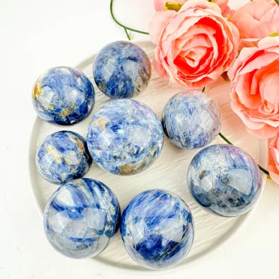 High Quality Natural Blue Calcite Quartz Ball Kyanite Crystal Sphere Celestite Ball for Decoration