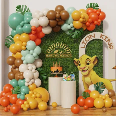 Jungle Safari Birthday Party Baby Shower Decor 156pcs Lion King Theme Latex Balloons Garland Arch Kit Simba Green Orange