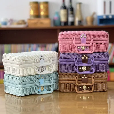 Factory Outlet Rattan Basket Storage Rattan Storage Boxes Basket Picnic Cosmetic Storage Box