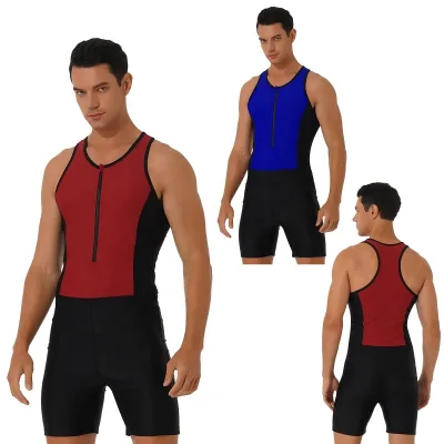 Mens Shorts Jumpsuit Bodysuit Swimming Bathing Suit Triathlon Wetsuit For Pool Seaside Beach Training Competition Activities