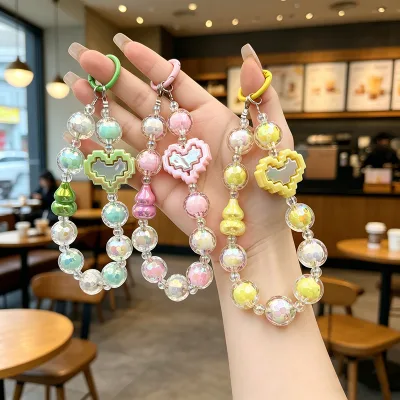 HECION Lucky Gourd Building Block Beaded Bag Charm Heart Strap Keychain Bag Charm Handmade Fashion Accessories Gift for Women