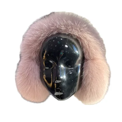 RST Winter Real Fox Fur Earmuffs for Girls, 100% Natural Fluffy Fur Ear Warmers, Heat-Transfer Printed