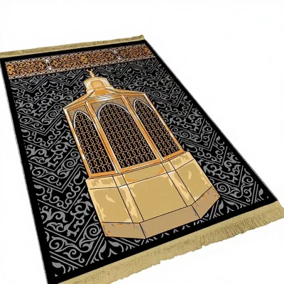 Cross-Border Hot-Selling Square Simple Ethnic-Style Prayer Floor Mat Velvet Printed Carpet Middle Eastern Classical Worship Mat