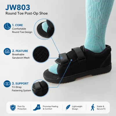 Lightweight Open Design Post-Operation Footwear - Breathable Mesh Padded Support Shoe for Bunion and Ankle Care