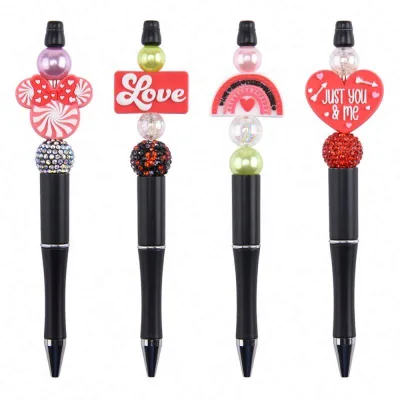 Hot Selling Custom Silicone Focal Beads for Pen Making Wholesale Valentine's Day Charms for Keychain