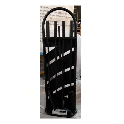 Modern Rectangle Steel Fireplace Tools Set with Iron Accessories Black Powder Coated Wood Fuel