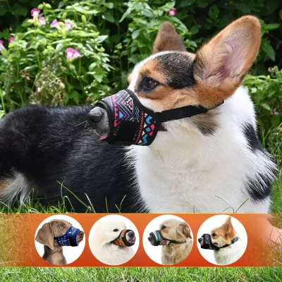 Breathable Air Mesh Dog Muzzle Drinkable Pets Muzzle with Adjustable Loop