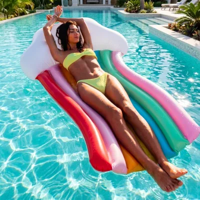 PVC Inflatable rainbow Float Colorful Swimming Pool Floating Bed