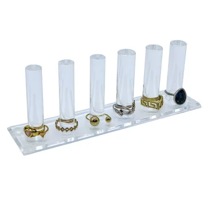 Acrylic Ring Display Stand Cylinder Ring Holder Storage for Women Girls Bedroom Vanity Jewelry Display