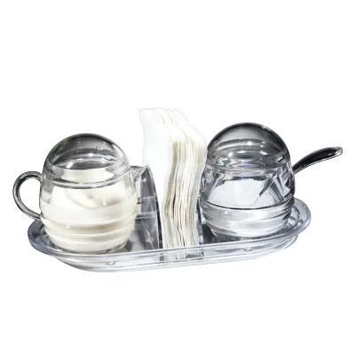 Clear Acrylic Plastic Kitchen Milk and Sugar Storage Set with Modern Multifunction Design