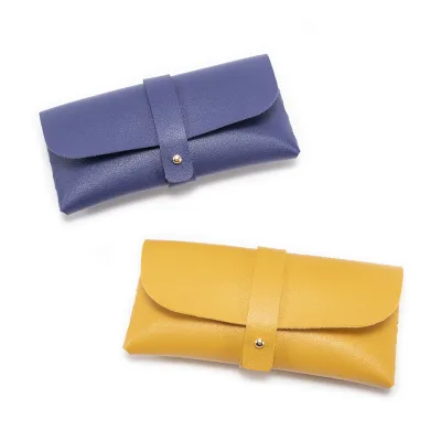 Factory Stock Wholesale Cheap Custom Logo Fashionable Rectangle Sunglasses Case Snap Button Flip Soft Pu Leather Large Size Bag