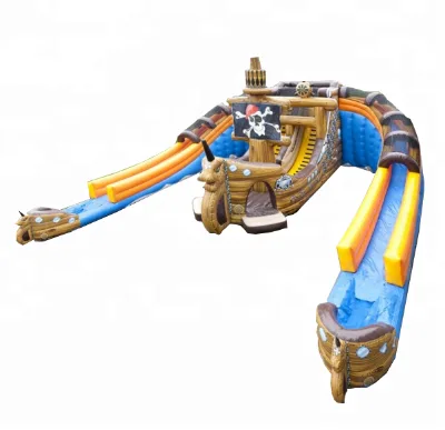 Adult Water Slide Inflatable Mega Pirate Ship Slide With Pool Inflatable Water Slide Clearance for Sale