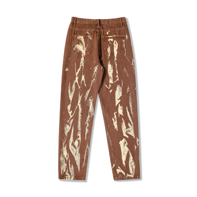 Make Old Loose Straight Leg Tie Dye Denim Pants Jeans for Men Tapered Men Trousers Jeans