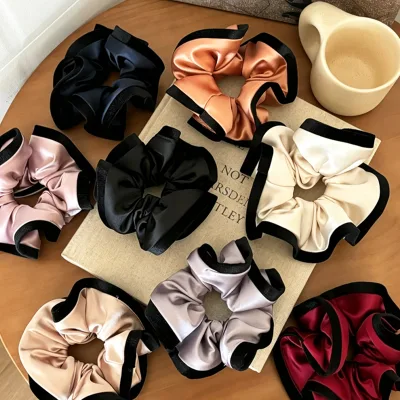 AIOTNGKorean Retro Solid Color Scrunchies, Fashion Elastic Hair Rope, Women Daily Hair Tie Hair Accessories