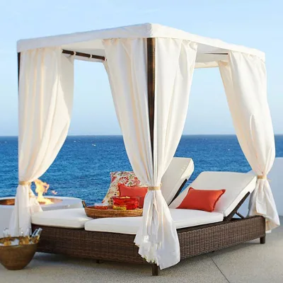 Outdoor Garden PE Rattan Canopy Daybed Pool Sunbed & Daybed Furniture Set for Pergola Gazebo & Canopy Design