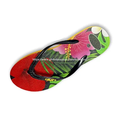 Top quality men's flip flop with flower computer printing support customization