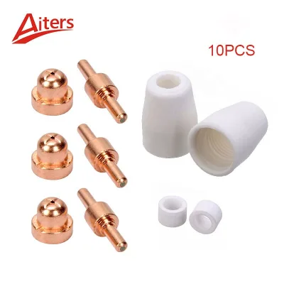 PT31 Plasma Cutting Torch Accessories Electrode and Nozzle 40A Plasma Cutting Gun with Ceramic Nozzle Shield and Swirl Ring