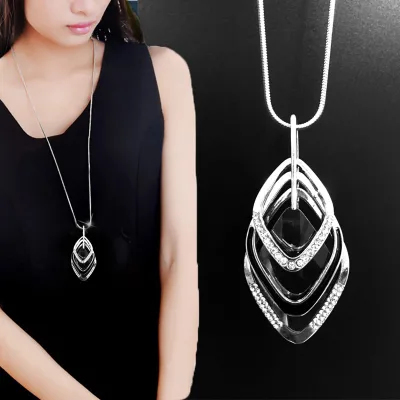 Triple Layer Pendant Necklace Long Statement Pendant Necklace Long Sweater Chain Necklaces for Women Boho Necklaces for Women