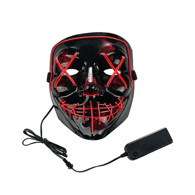 LED EL Wire Light Neon Glowing Mask Halloween Costume Party Favor with Flashing Lighting for Graduation Rave Fancy Ball Parties