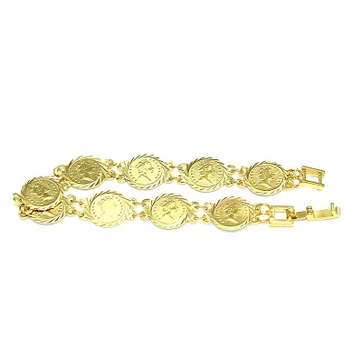 Beadsnice copper penny bangle chain bracelets with clasp real brass plating fashionable brass bracelet