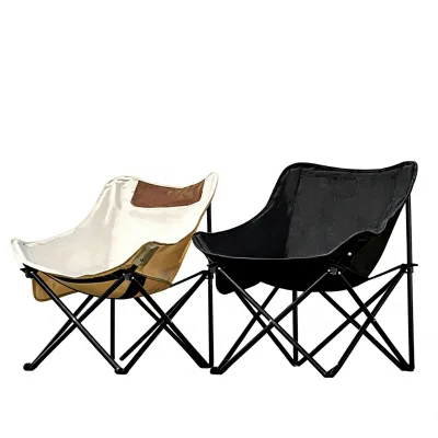 Outdoor Folding Moon Chair Portable Camping Chair Heavy-duty Oxford Fabric Plain Dyed Fishing Chair Lazy Leisure Recliner