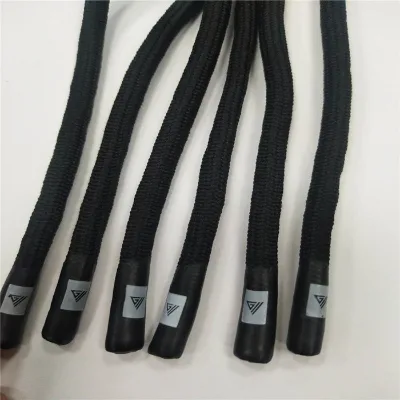Custom Hoodie Draw Cord Black Polyester Cords Printed With Logo Drawcord