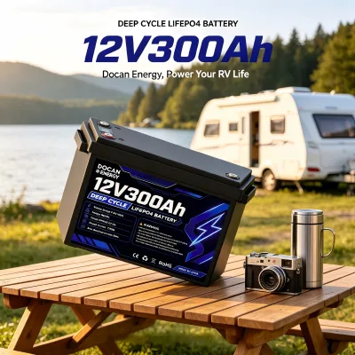 Docan Energy EU USA 12V 100Ah 300Ah LiFePO4 Battery Pack 6000 Cycles Deep Cycle JK Lithium Battery Pack for Off Grid Solar RV