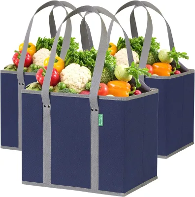 Reusable Grocery Bags Heavy Duty Shopping Bags Foldable Non Woven Storage Basket Fabric Tote Shopping Basket for Home Picnic