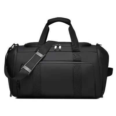 New Stylish Casual Denim Duffel Bag Polyester Large-capacity commuter Tote Water-dry Separation Design Minimalist Gym Business
