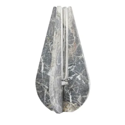Customized Home Decoration Accessories Natural Grey Marble Drop Shape Flower Vases Modern Marble Vase Interior Luxury Decor