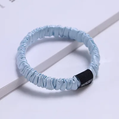 1cm Solid Color Custom logo Hair Tie Handmade sealed Mulberry Silk Cord Seamless Scrunchies