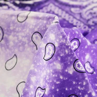 Factory Wholesale Custom Logo Paisley Design Polyester Double Print Fans Square Bandanas