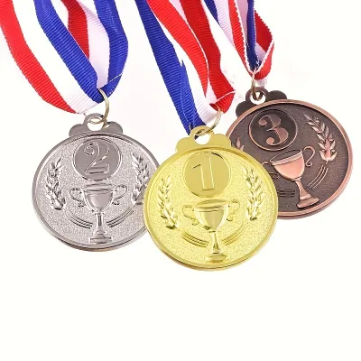 Custom Trophy and Laurel Crown Design Metal Award Medallion Champion Gold Medal Sports Souvenir Silver Bronze Win a Prize Medals
