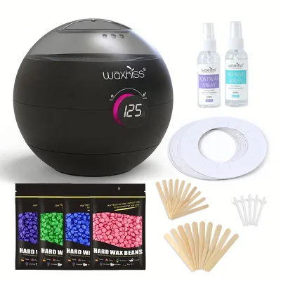 Waxkiss Wholesale 500cc Waxing Kit for Women and Men Home Wax Warmer With 4 Pack Hard Wax Beans