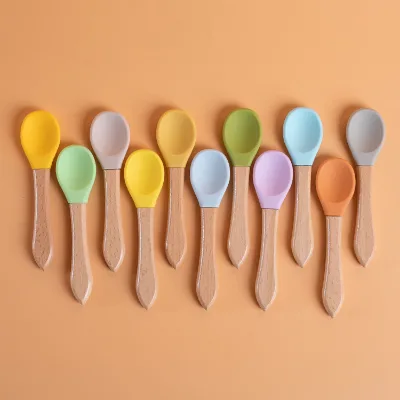 Pet Spoon, Cat Food Can Spoon, Wooden Handle, Silicone, Food Grade, Kitten Wet Food Fresh Food Feeding Spoon
