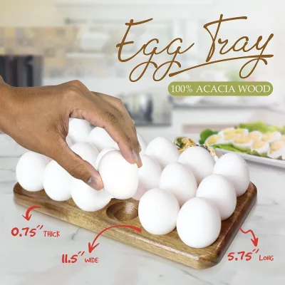 Japanese Style Wooden Double Row Egg Storage Box Home Organizer Rack Eggs Refrigerator Holder Kitchen Fresh Keeping Accessories