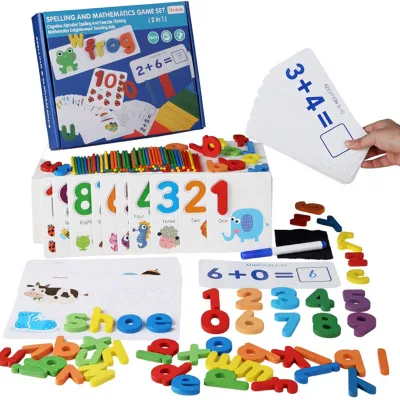 Alphabet ABC Math Learning Eco-friendly Wooden Puzzle Flash Cards Preschool Activity Letter Matching Games Improve Hand Skills