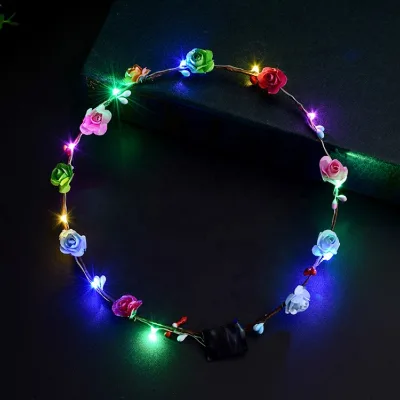 LED Neon Party Flower Headband for Wedding Decorations and Bridal Shower Bridesmaid Gifts