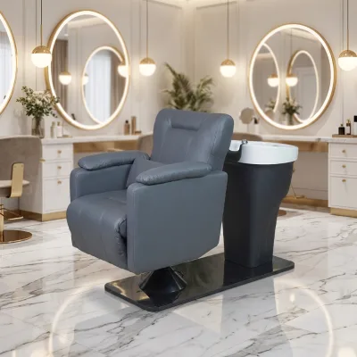 Modern PU Leather Portable Washing Shampoo Bed / Salon Furniture Shampoo Bed / Back Wash Shampoo Unit Chair for Gym Use