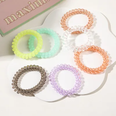 Creative Helical Hair Ponytail Holder Phone Cord Hairbands Fabric Elastic Hair Tie Frosted Matte Telephone Line Hair Accessories