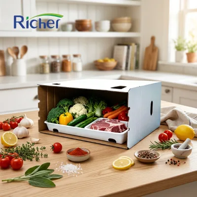 Stackable Wax Dipped Corrugated Box for Supermarket Distribution Waterproof Carton for Grocery Fresh Food Cold Chain Delivery
