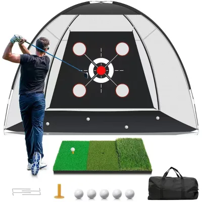 Manufacturer Custom Indoor and Outdoor 10x7FT  Golf Swing Training Net Complete Golf Hitting Net With Target