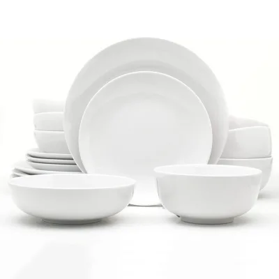 Factory Wholesale Dishwasher Safe Scratch Fade Resistant Euro Dinnerware Serveware Classic White Plate and Bowl