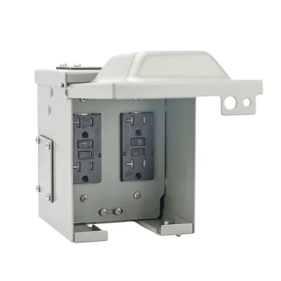 RV Outdoor Outlet Box for Backyard, Dual 20 AMP WRTR GFCI Receptacle, Weatherproof Electrical Outlet Cover, , ETL Listed