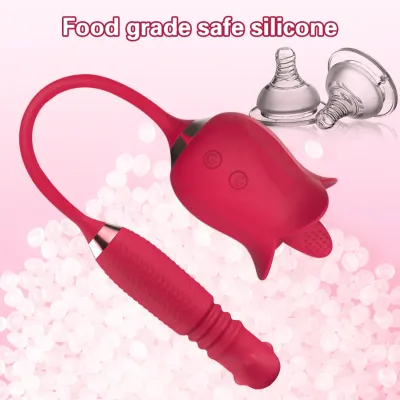 Rose Vibrator Thrusting Dildo Sex Machine Licking Vibrator Rabbit Vibrator Wand Massage US Sex Toys Manufacture