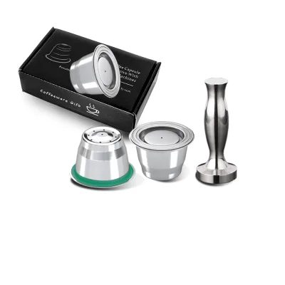 1 Pod Wareset Customize Packaging Filter System Universal Steel 304 Coffee Recarregaveis Capsules for Nespresso
