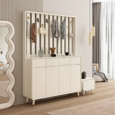 Factory Price Professional Grade Hall Tree Organizer with Top Shelving and Durable Solid Wood Leg Shoe Console Shoe Cabinet