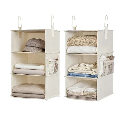 Wholesale Storage Works 6-Shelf Hanging Closet Organizers Two 3-Shelf Separable Closet Hanging Shelves Gray
