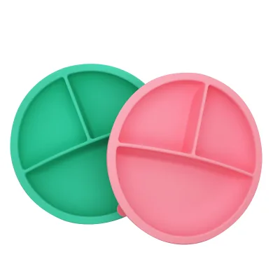 Divided Unbreakable Silicone Baby and Toddler Plates Baby Food Feeding Suction Plate